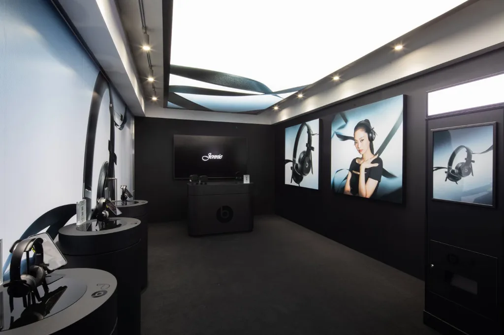 Beats product experience space supporting the Jennie collaboration in Seoul.